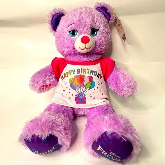 Build-A-Bear purple Frozen Anna New With Tags and Birthday T-shirt - Picture 1 of 12